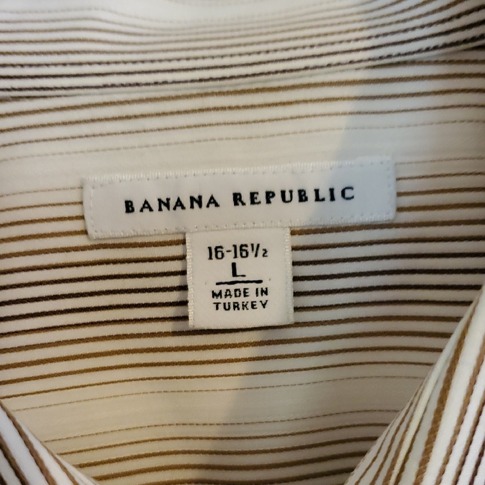 Banana Republic Burgundy and Beige Striped Dress Shirts - Picture 3 of 8